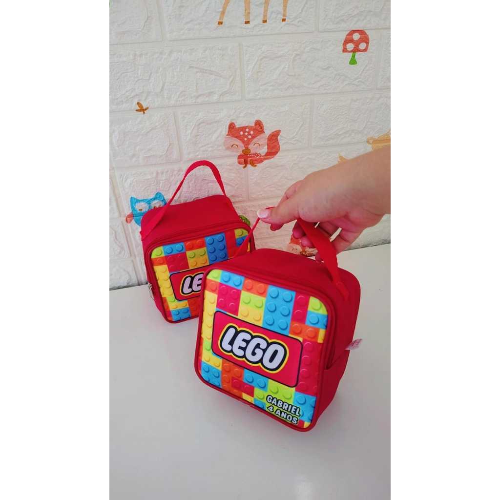 Kit 10 Maletas Tema Lego/material nylon600/festa infantil/bolsa personalizada/tamanho15x15/lembrancinha — imagem 2 de 2