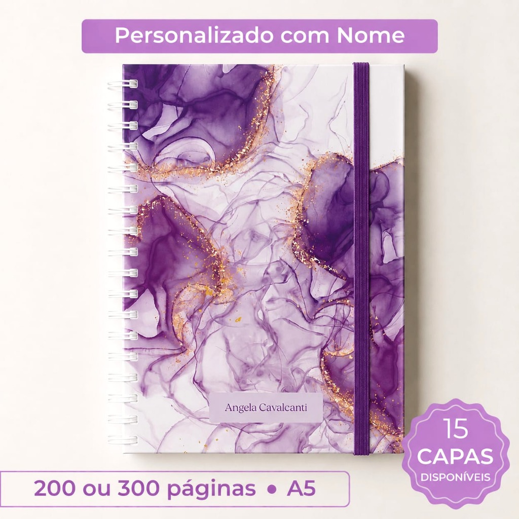 Caderno de Anotações A5 Personalizado com Nome na Capa | Estudos, Organização e Planejamento