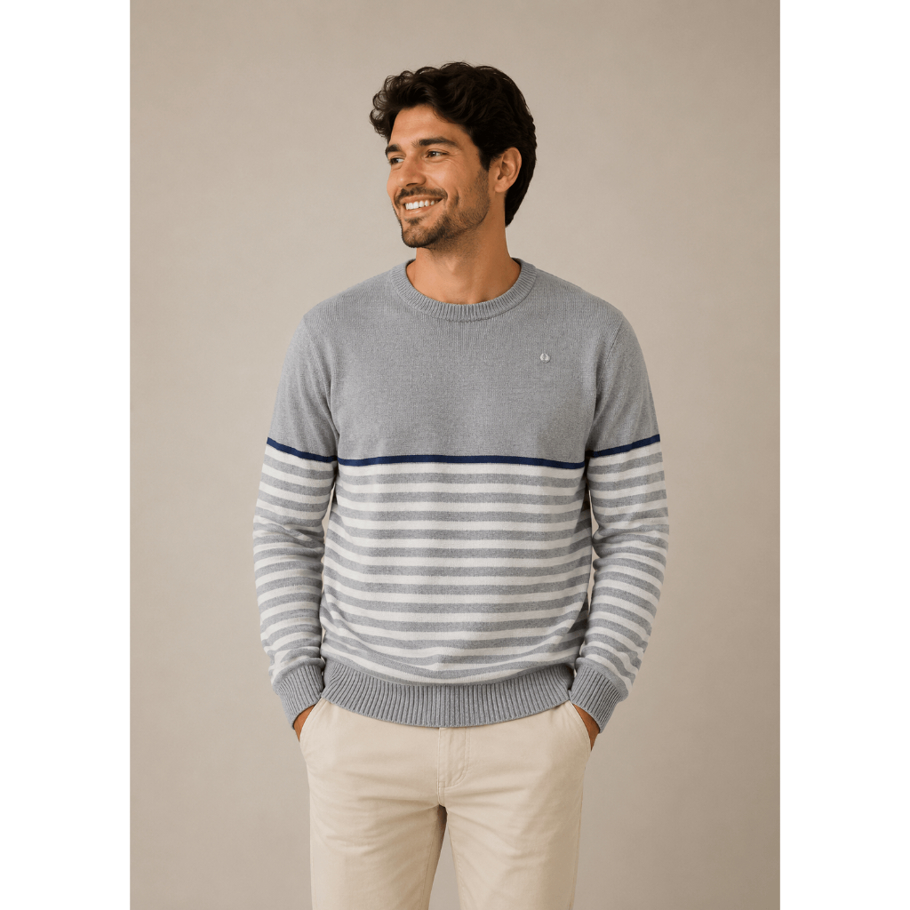 Blusa Masculina Listrada Confortavel Elegante e Ajustavel ao Corpo Inverno 2025
