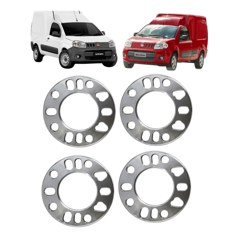 Kit 4 Espaçador 7mm Alargador Roda Fiorino 4x98 4 E 5 Furo