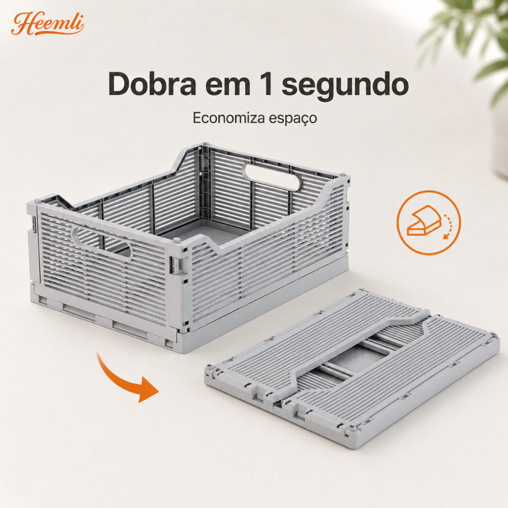 Cesto Organizador Dobrável Grande Multiuso Caixa Organizadora Roupas Brinquedos Heemli