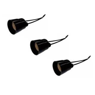 Kit com 3 Soquete de Plástico Bocal E-27 com Rabicho ~ Bocal para Lâmpada ~ Soquete simples