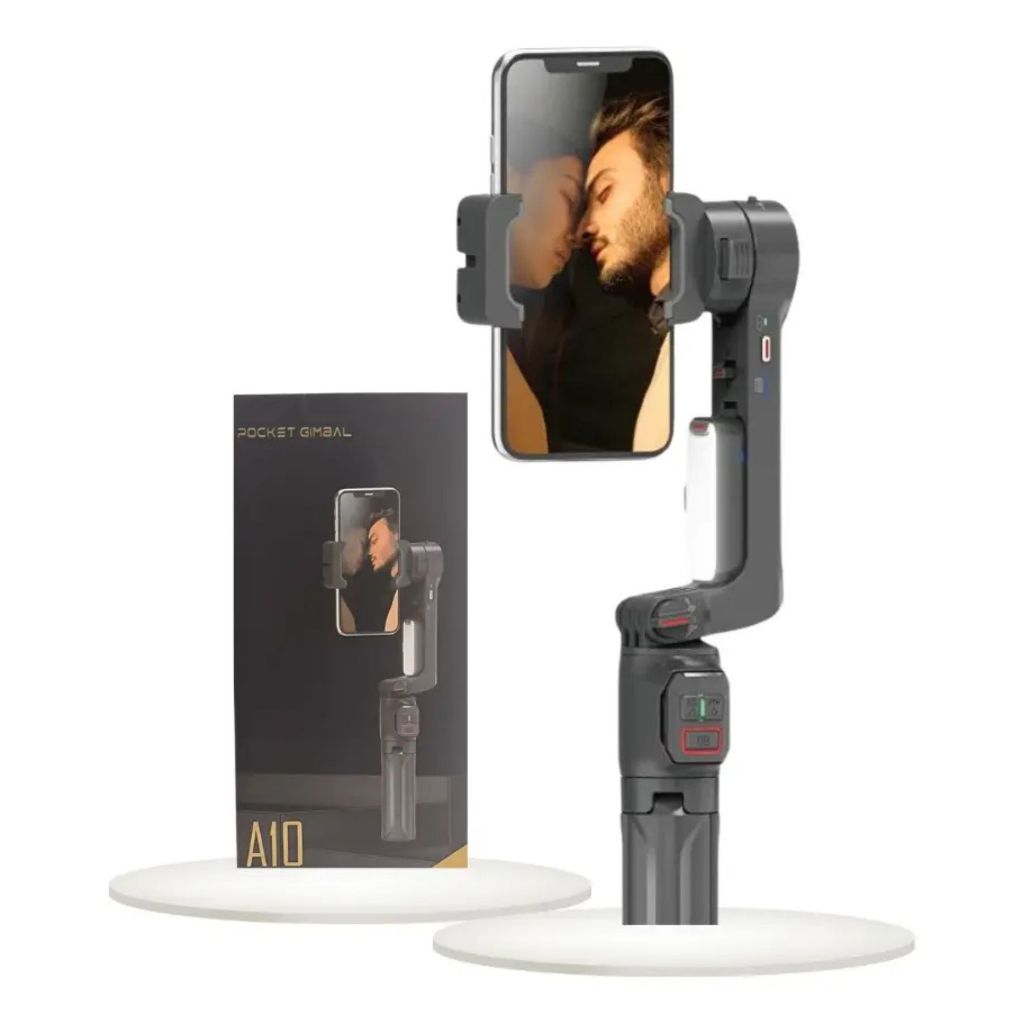 Gimbal Estabilizador Tripe 360° Panoramic Shot Com Led APP Ate 250G De Celular A10