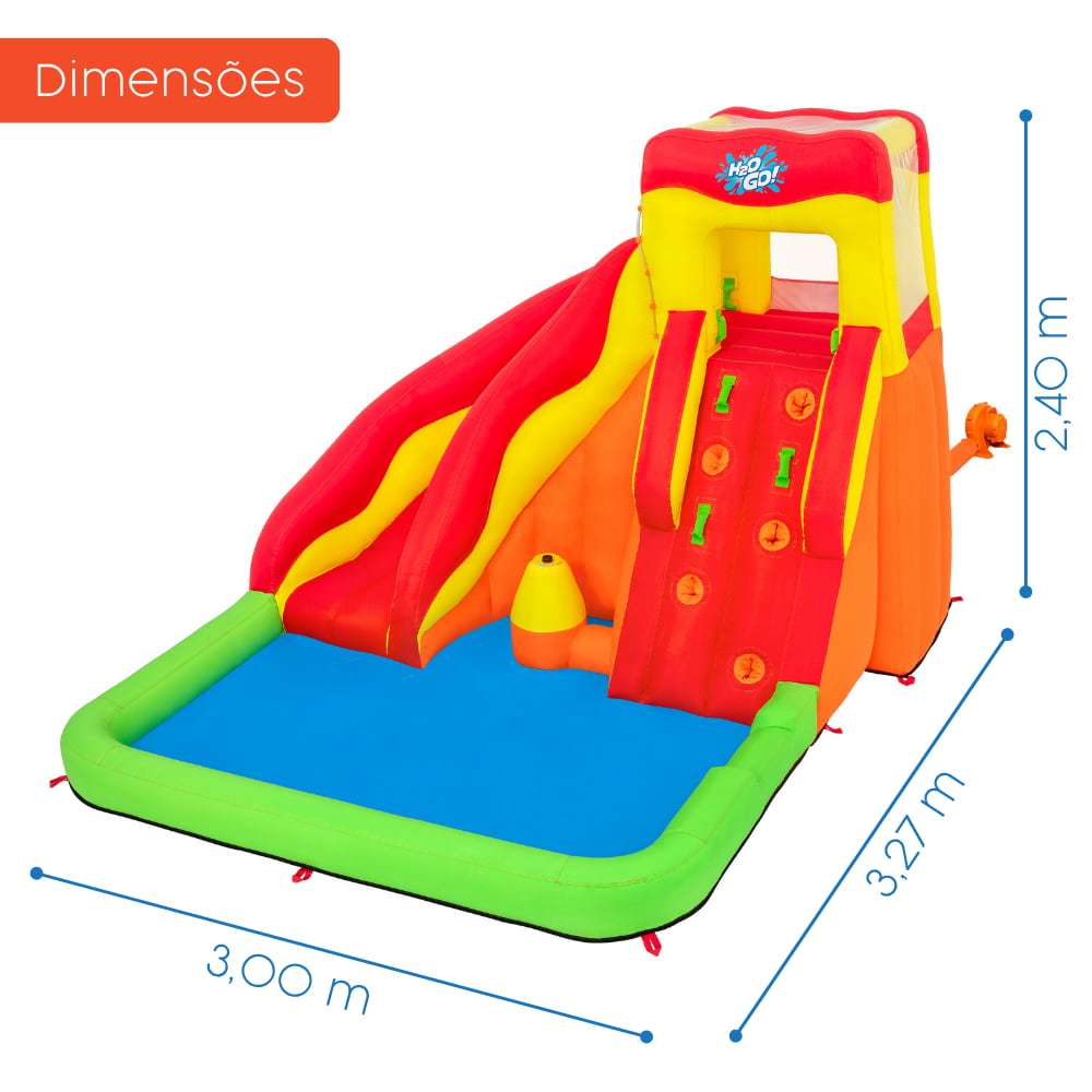 Mega Parque Aquático Infantil Inflável com Escorregador H2OGO 3,27m X 3,00m Lava Splash Bestway · foto 2