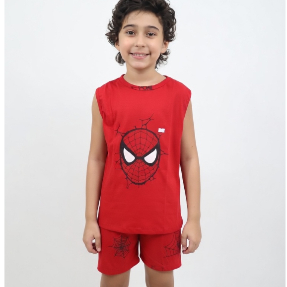 Pijama Menino Infantil Regata E Short Personagem Estampado Roupa Dormir Verão