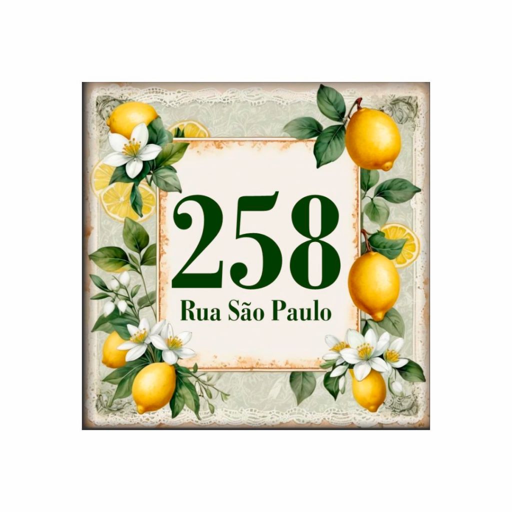 Azulejo Número de Casa Personalizado e Nome da Rua e Número Placa para Muro Número Residencial 16