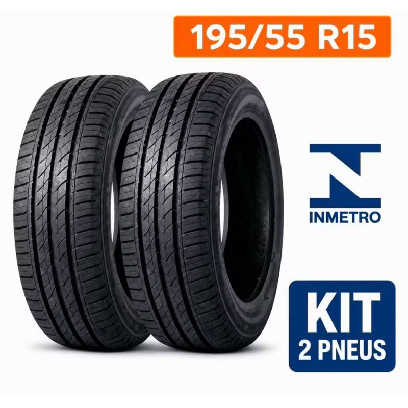 Par 02 Pneus 195/55R15 Remold Vipal Aro 15 Linha Premium com Garantia e selo do INMETRO