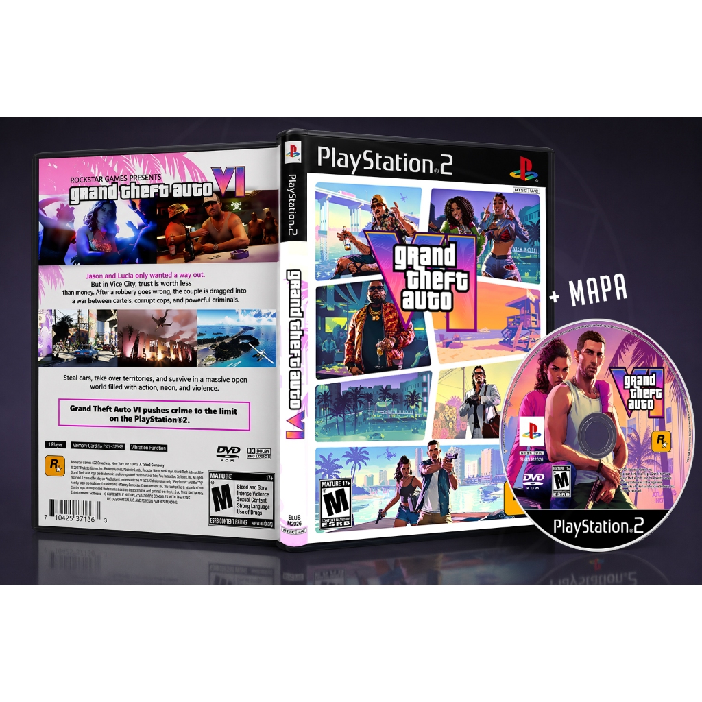GTA 6 PS2 Edição Especial Repro Completa  DVD Personalizado PlayStation 2 Colecionável