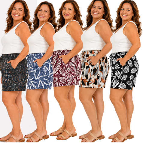 Kit 5 Shorts Feminino Verão  Malha Fria Senhoras Liganete  Confortável Soltinhos.