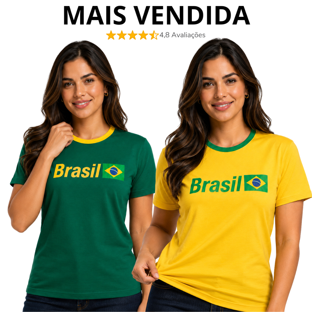 Camiseta Brasil Copa nas Cores do Brasil do P ao GG  Confortável