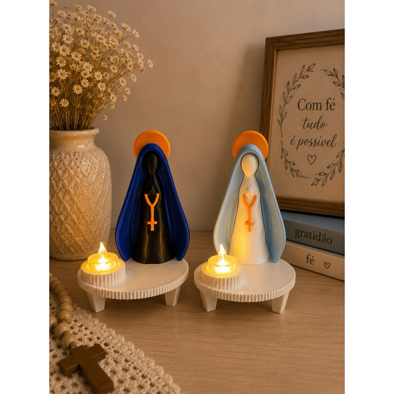 Nossa Senhora Aparecida Decorativa com Luz LED | Imagem Religiosa para Decoração e Presente
