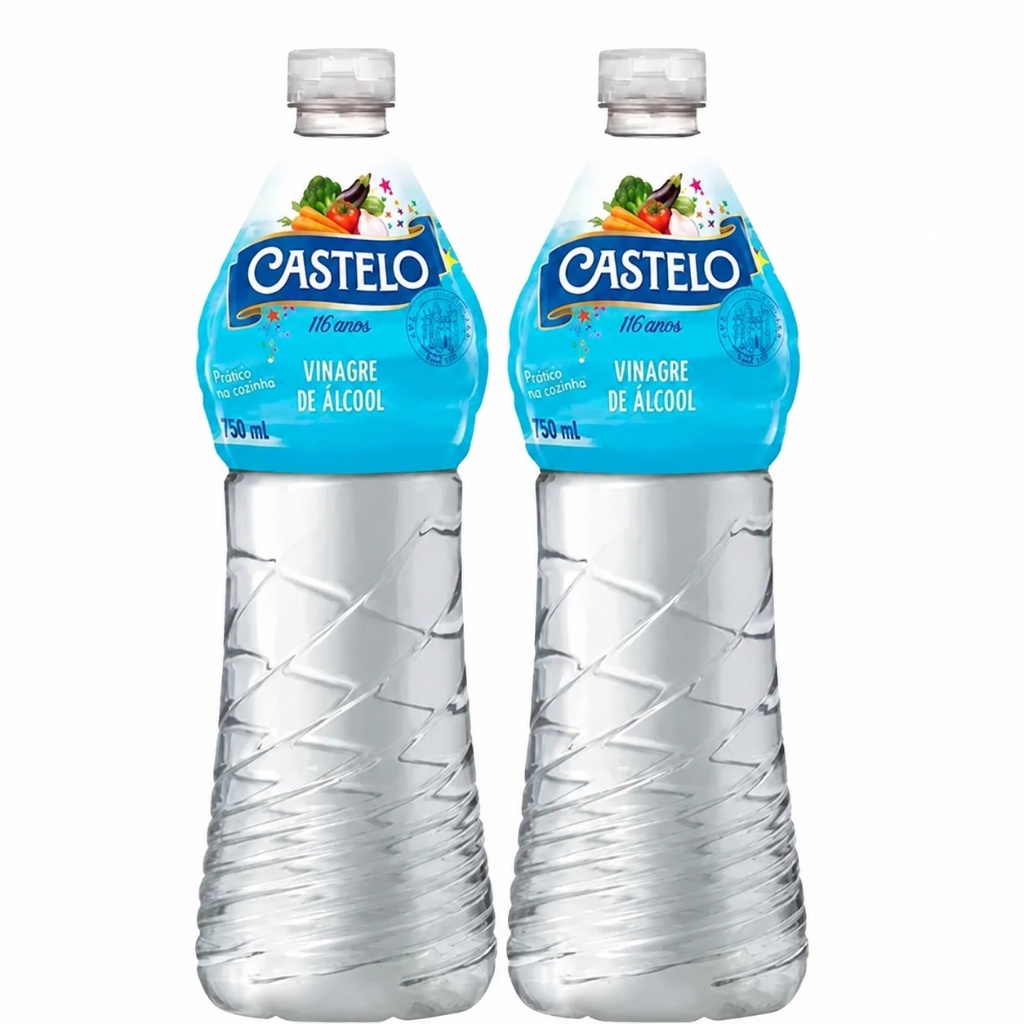 Kit 2 Vinagre De Álcool Castelo 750ml Original Multiuso Cozinha Limpeza Conservas