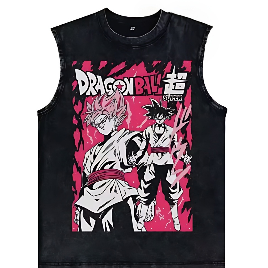 Camiseta Regata Machão Dragon Ball Goku Black Super Sayajin Rosé Algodão Masculino Camisa Cavada Academia Adulto Unissex