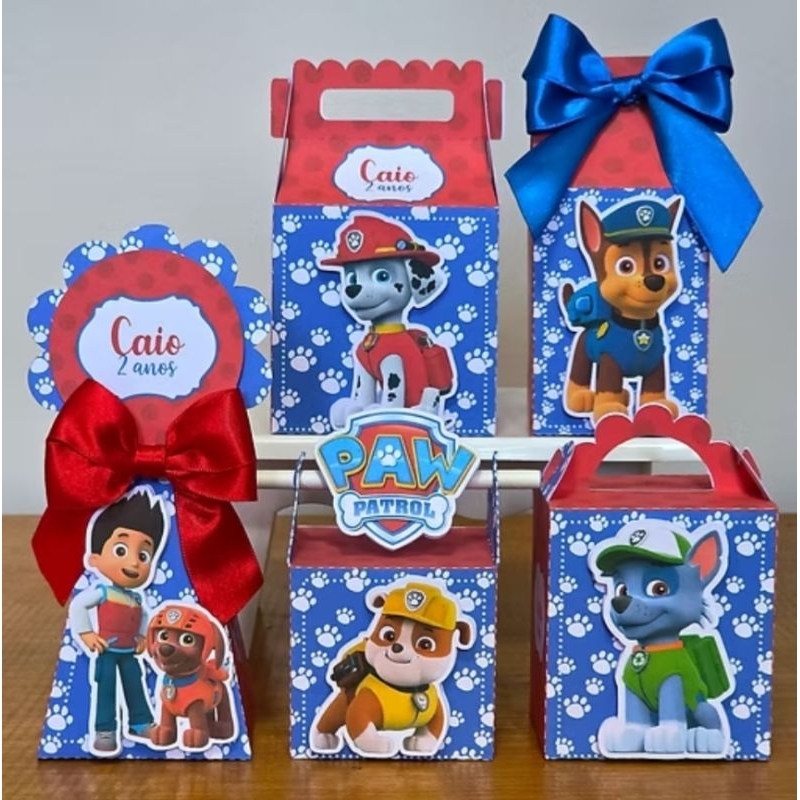 Kit Festa Patrulha Canina l Caixinhas Personalizadas | Lembrancinhas Infantil Menino | Pegue e Monte