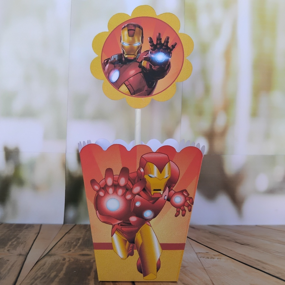 Centro de Mesa HOMEM DE FERRO - Enfeites de Mesa Cachepot para Decoração de Festa Infantil