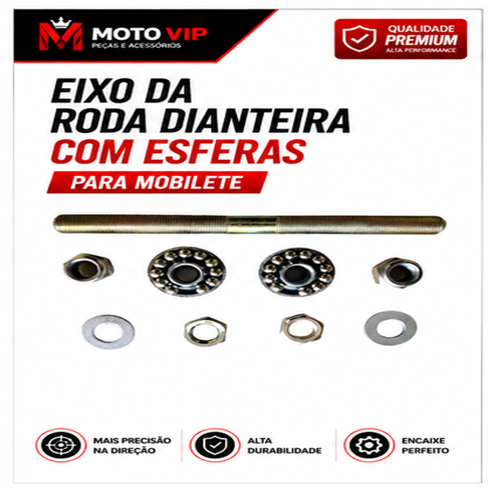 Eixo Roda Dianteira Mobilete Bikelete Caloi MK Com Esferas Completo