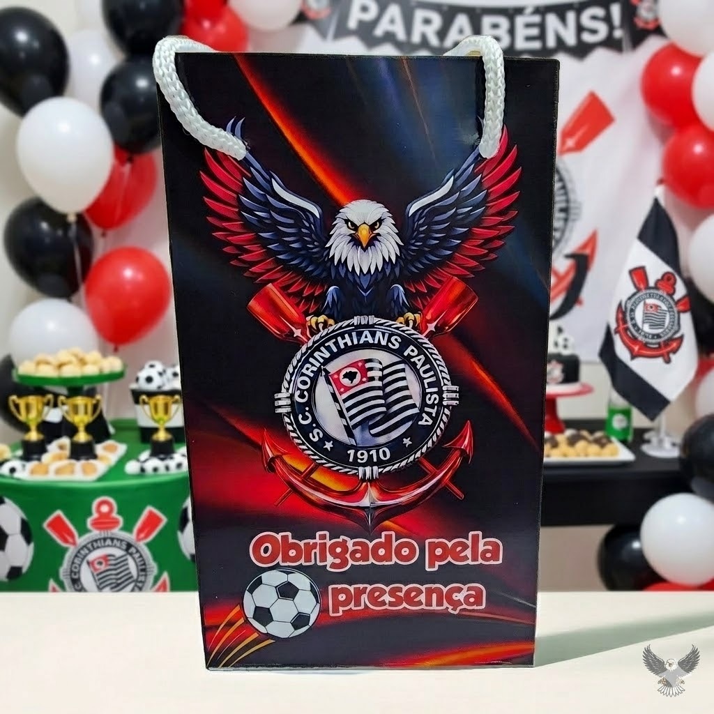 Sacolinhas Personalizadas Corinthians Lembrancinha Aniversário Infantil - Sacolinha surpresa P