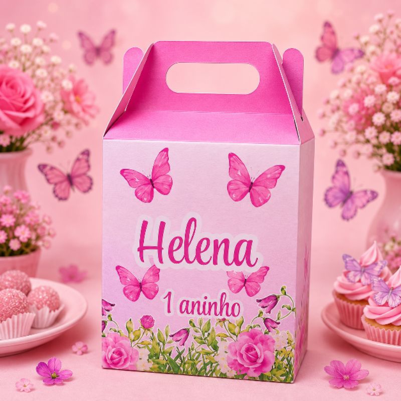 Maletinha Personalizada jardim das borboletas - Lembrancinha jardim das borboletas OU QUALQUER TEMA