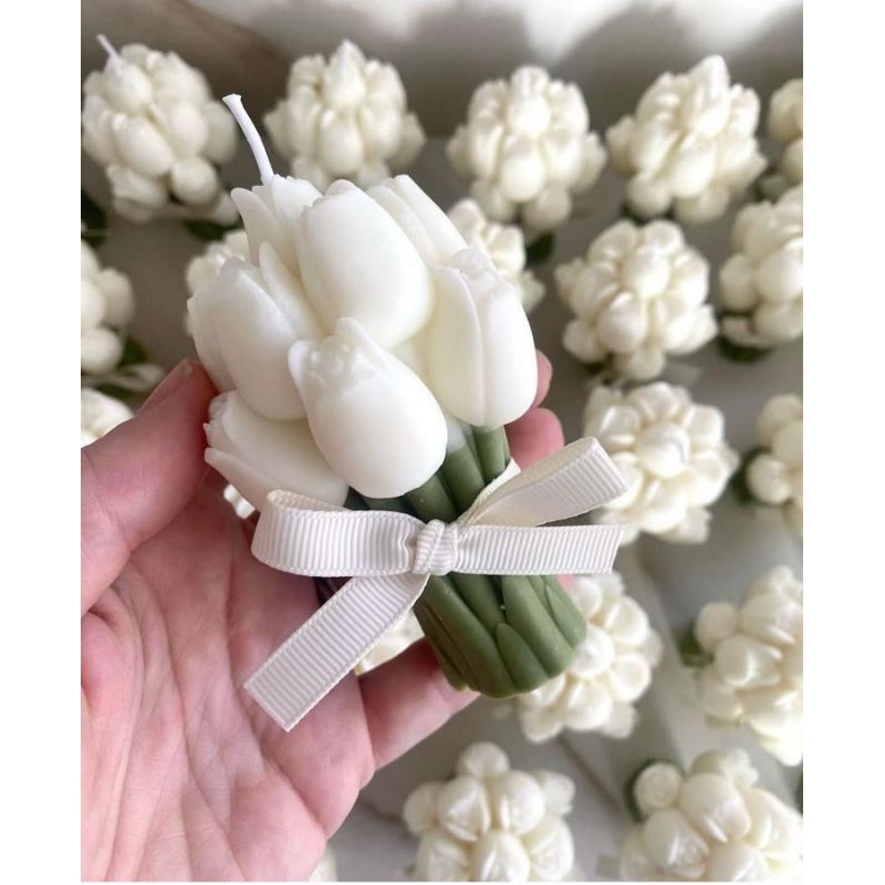 Kit Vela  buquê Tulipas Personalizada aromáticas ideal para lembrancinhas de aniversário/casamento/eventos/chás kit 5/10
