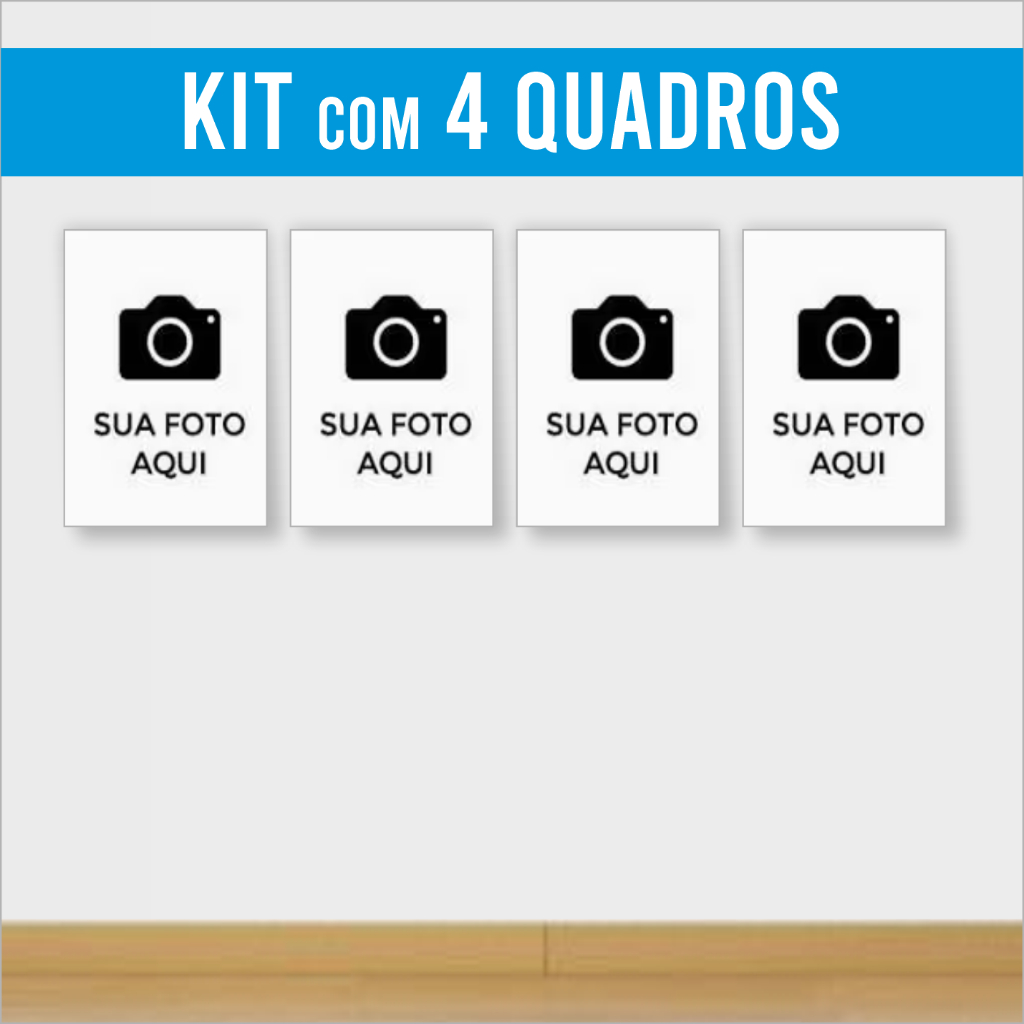 Quadros Com Sua Foto 20x28cm Kit 4 Personalizado Decorativo Mdf Impermeável Durabilidade Sala Quarto