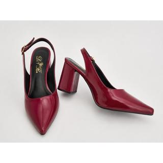 Scarpin Slingback Verniz Feminino - Salto bloco 7 cm