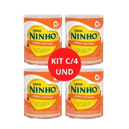 KIT C/4 Composto Lácteo Ninho Forti+ Zero Lactose Nestlé a partir de 1 ano 380g