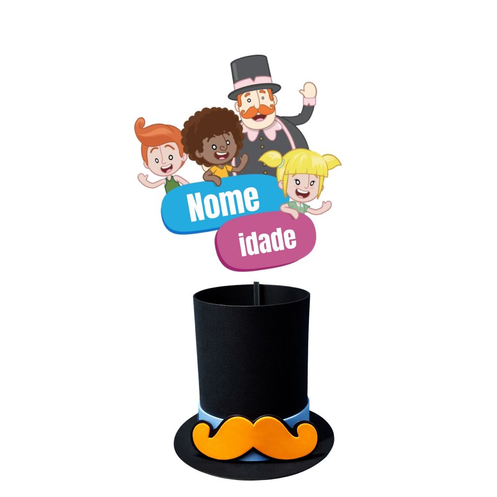 Centro de Mesa Mundo Bita Personalizado Com Nome e Idade (Selecione a quantidade desejada)
