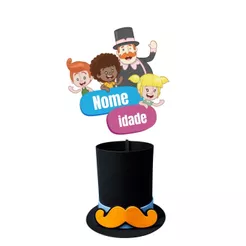 Centro de Mesa Mundo Bita Personalizado Com Nome e Idade (Selecione a quantidade desejada)