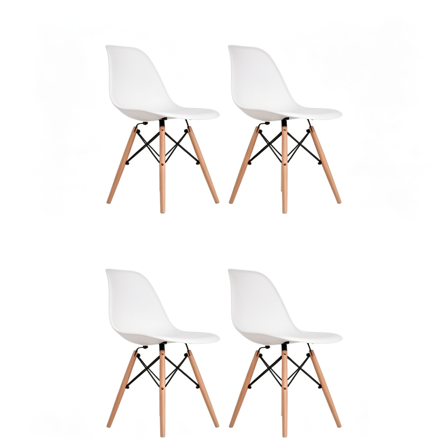 Conjunto 4 Cadeiras Eames Eiffel com Pés de Madeira para Escritório e Sala - Seat&co