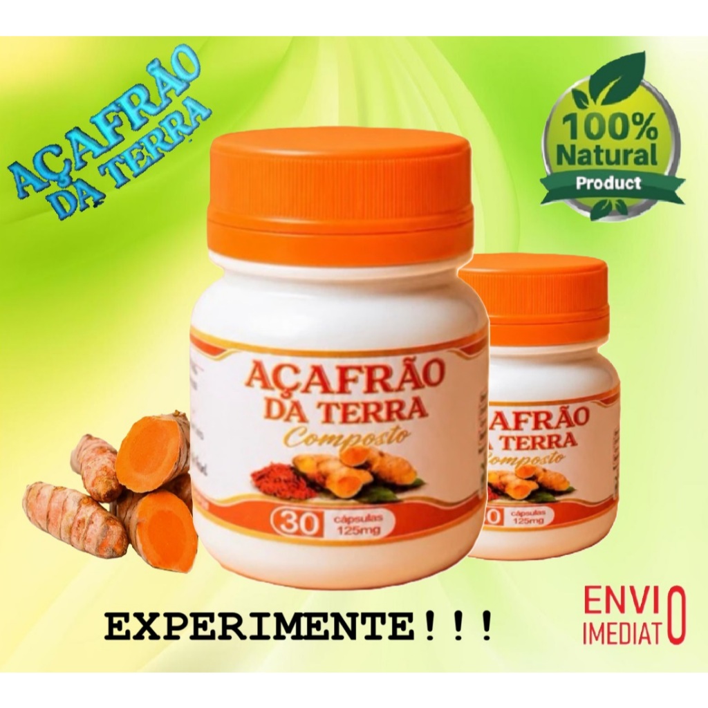 Açafrão da Terra composto com colágeno II 2 Potes 30 caps