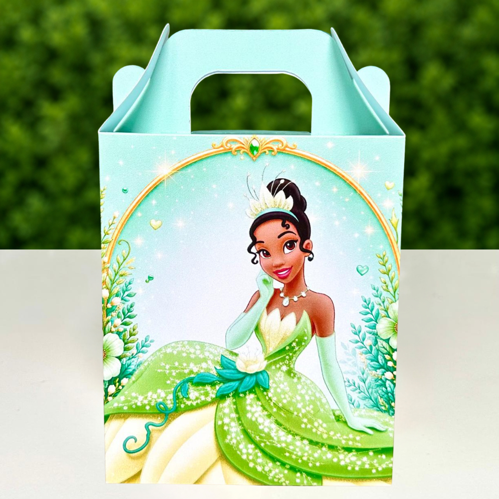 Personalizados A Princesa e o Sapo  - Tiana - CAIXA MALETINHA SURPRESA Pegue e Monte -  Lembrancinhas