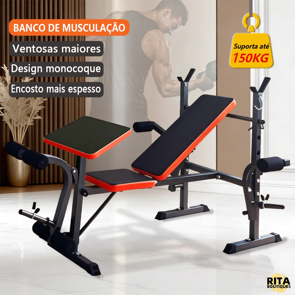 Estação de Musculação e Banco de Supino Banco de Musculação Multifuncional Treino de Corpo Inteiro