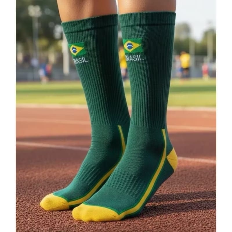 legal meias verde e amarelo do Brasil 2026 copa do mundo vamos juntos nessa conquista da seleção brasileira de algodão
