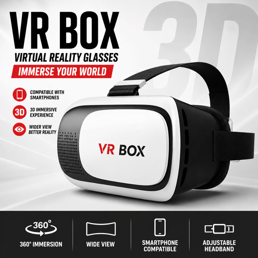 Headset VR Box Realidade Virtual 3D | Óculos Imersivos com Visão 360° para Entretenimento VR