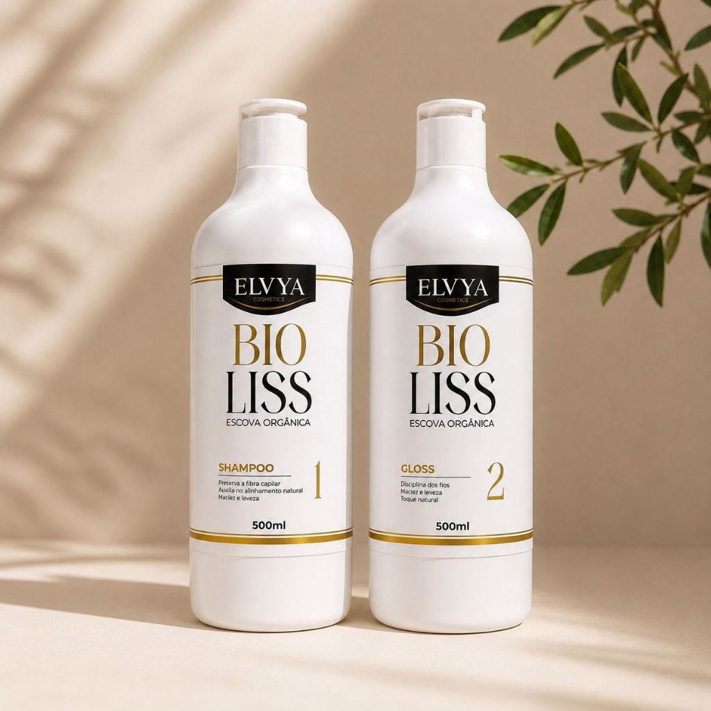 Kit Bio Liss Orgânico 2x500ml Escova Progressiva Anti Frizz Alinhamento Capilar Brilho Intenso
