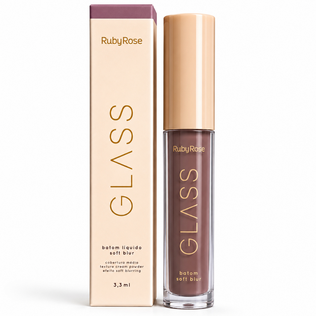 Batom Líquido Soft Blur BG02 Marrom Nude Glass Ruby Rose
