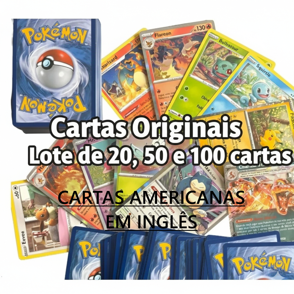 Kit Cartas Pokémon TCG Inglês Originais com BRILHANTES Foil Reverse Foil Brilhante Garantida