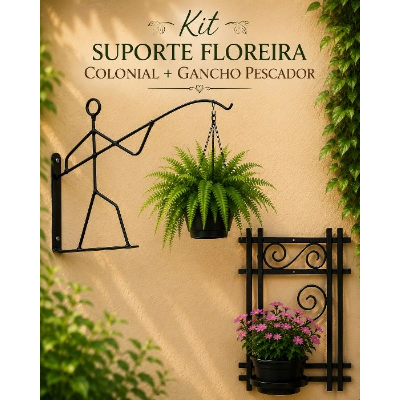 Kit Suporte Para Flores Floreira Colonial Mais Jagunço Pescador
