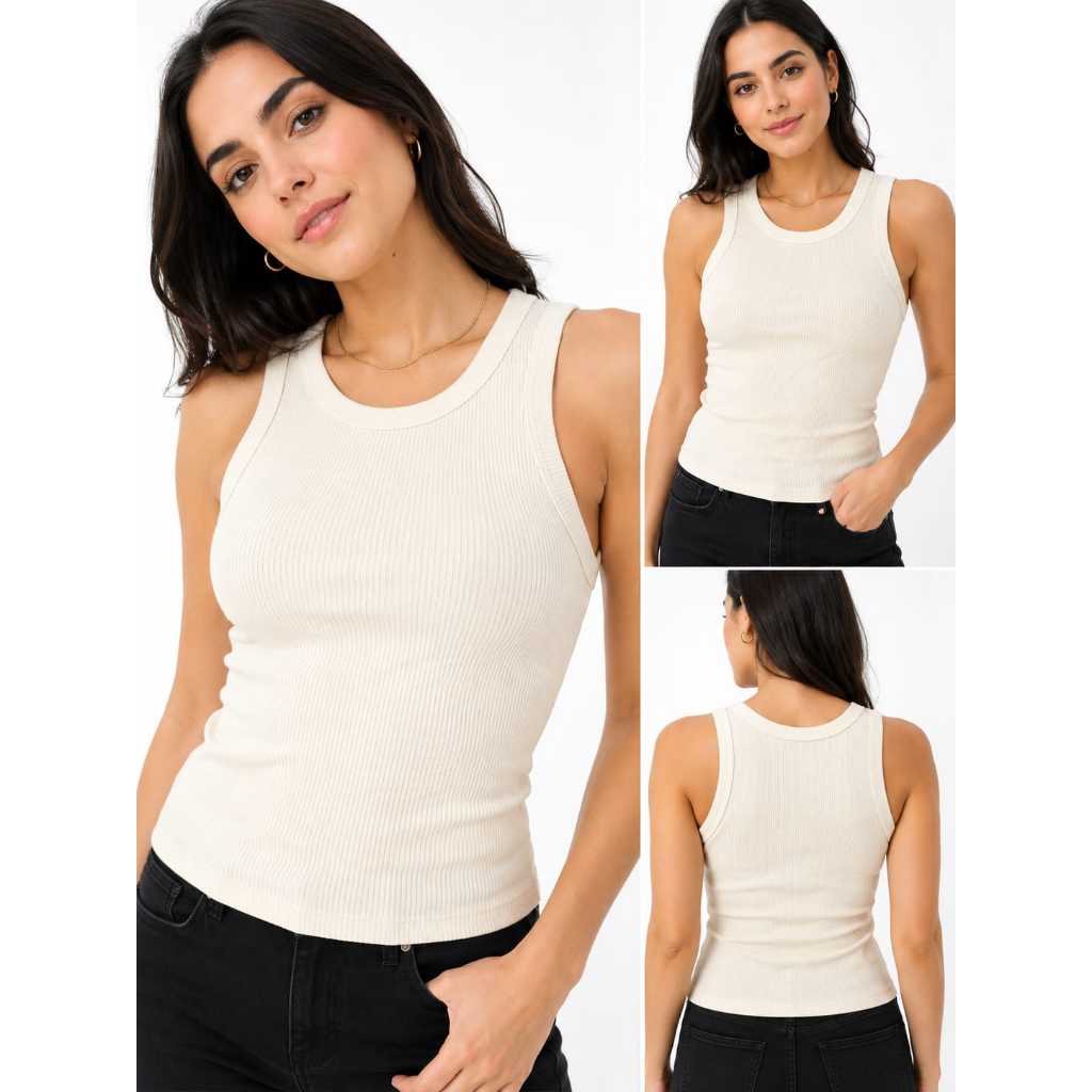 Regata Feminina Canelada Blusa Camiseta Ribana Blusinha Básica Estilosa