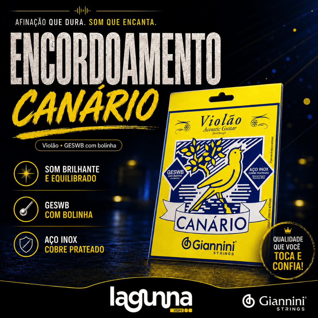 Encordoamento De Violão Aço Inox Giannini Canário GESWB Jogo Com 6 Cordas Original