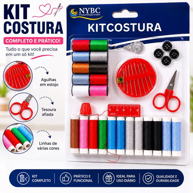 Kit de costura completo com 31pcs mais linhas cores sortidas