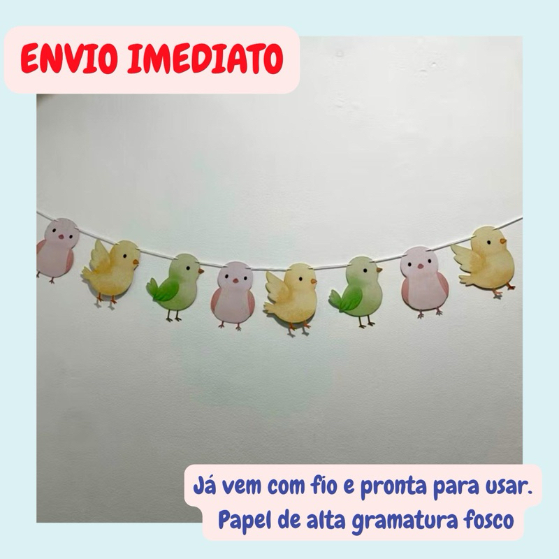 ENVIO RAPIDO Bandeirola de PASSARINHOS/ Jardim Encantado/ Decoração de festa e Aniversário Personalizado