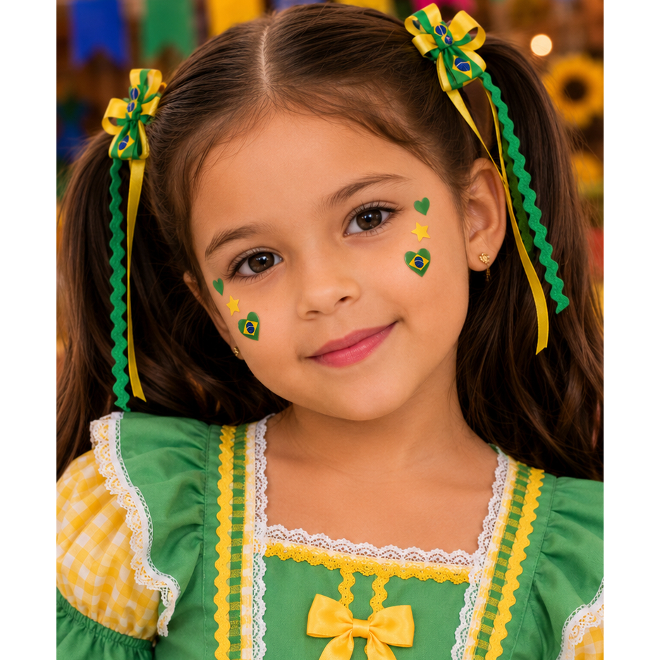 Maquiagem Adesiva para Festa Junina BRASIL - COPA DO MUNDO - LEIA A DESCRIÇÃO