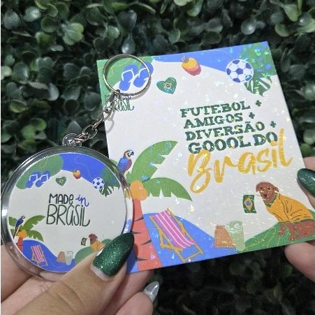 Chaveiro Brasil Copa do Mundo Personalizado Acrílico Brasil | Lembrancinha Futebol Seleção Brasileira | envio imediato