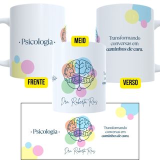 Caneca Psicologia Personalizada com Nome e Frase Presente Psicóloga 325ml