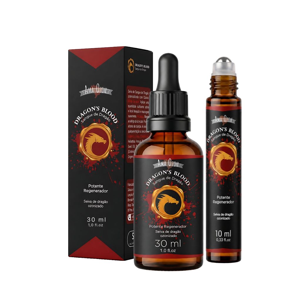 Seiva Sangue de Dragão Óleo Ozonizado Kit Versão 30ml E Roll-on 10ml Ama Ozon