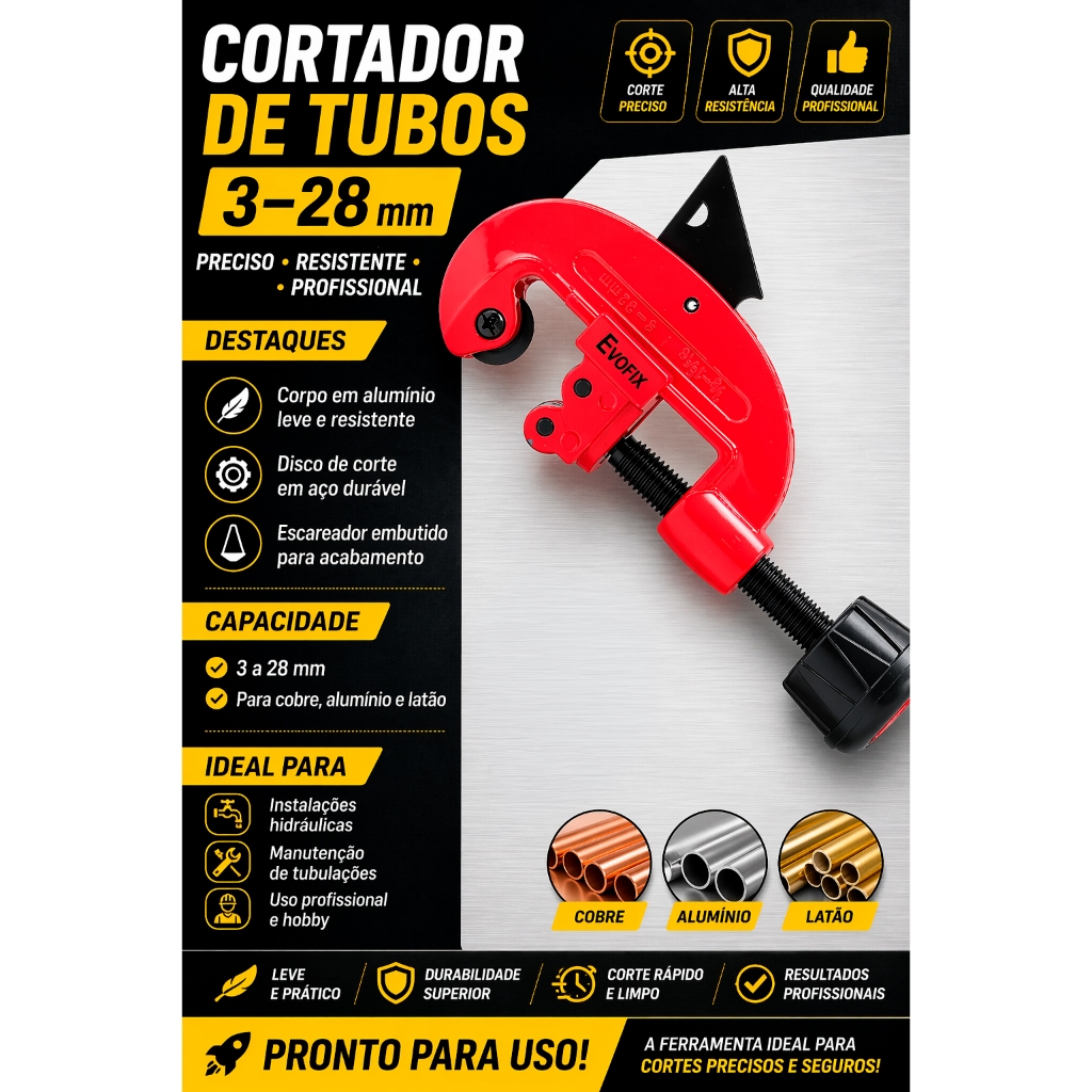 Cortador De Cano Cobre Alumínio Metal E Tubo Pvc Metal Cobre Ferramenta