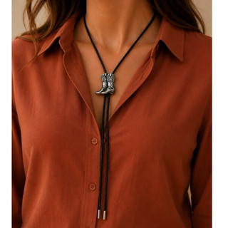 Chocker Colar Gravatinha Country Bota Wester  🌵 Moda Boiadeira Gravatinha Unissex B26