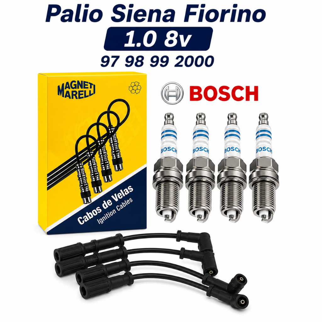 Velas+Cabos Ignição Palio Siena Fiorino 1.0 8v 97 98 99 2000