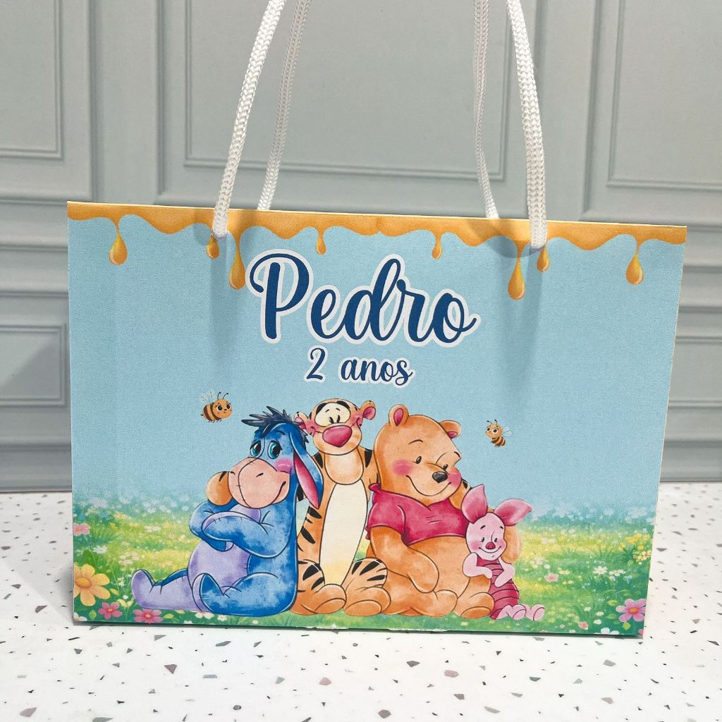 Sacolinha Personalizada- Ursinho Pooh -ENVIO RÁPIDO | Sacolinha | Lembrancinha Aniversário PEGUE E MONTE